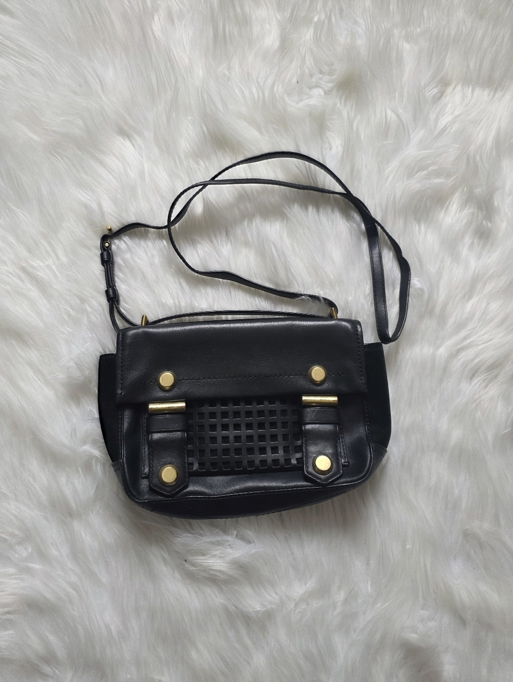 Reed Krakoff Black Leather Crossbody with Gold Hardware